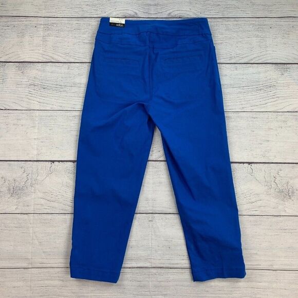 SlimSation Crop Pants sz 4 Bright Blue Stretch Pull on Inseam 23" New NWT - Picture 6 of 10